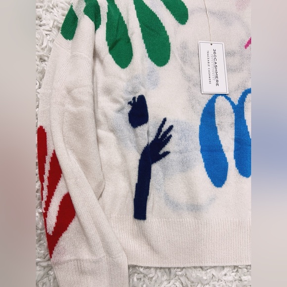 NWT 360 CASHMERE Ryanne Skull Abstract Graffiti Pullover Sweater Size S - Picture 3 of 6